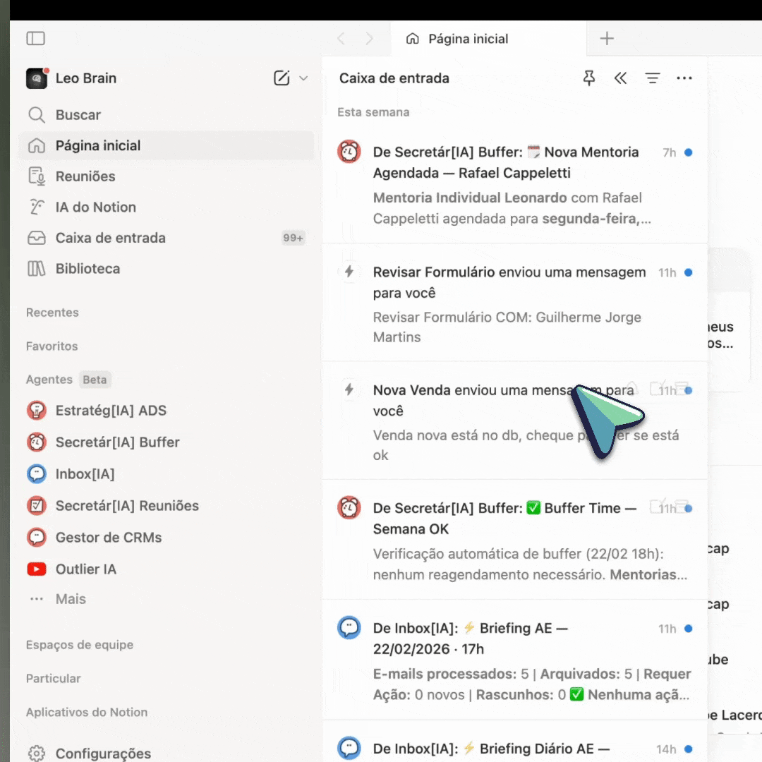 Demonstração do Inbox Agent organizando e-mails automaticamente